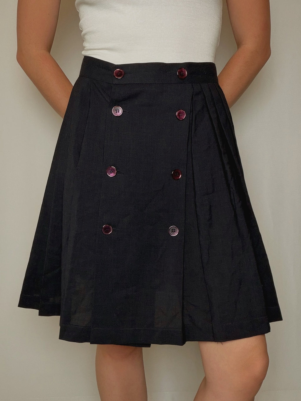 Jupe plissée en laine marine M vintage
