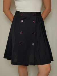 Jupe plissée en laine marine M vintage