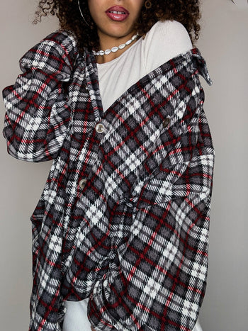 Surchemise en polaire à carreaux XXL vintage