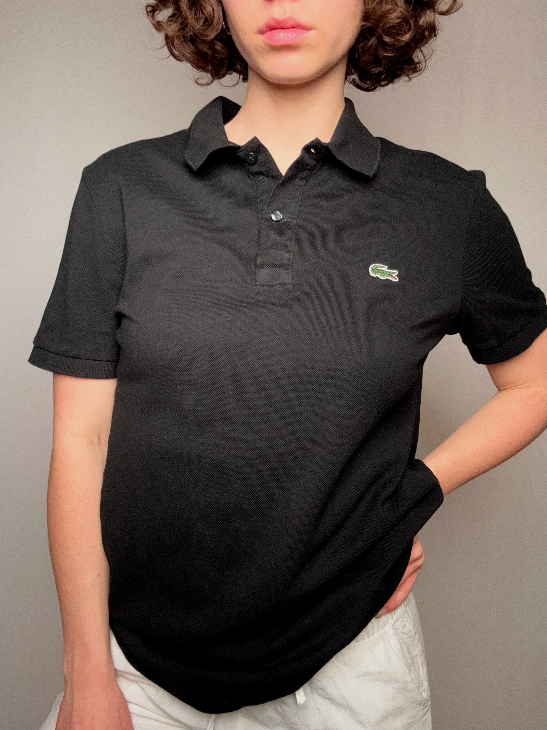 Polo noir Lacoste L vintage