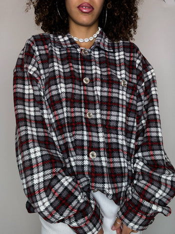 Surchemise en polaire à carreaux XXL vintage