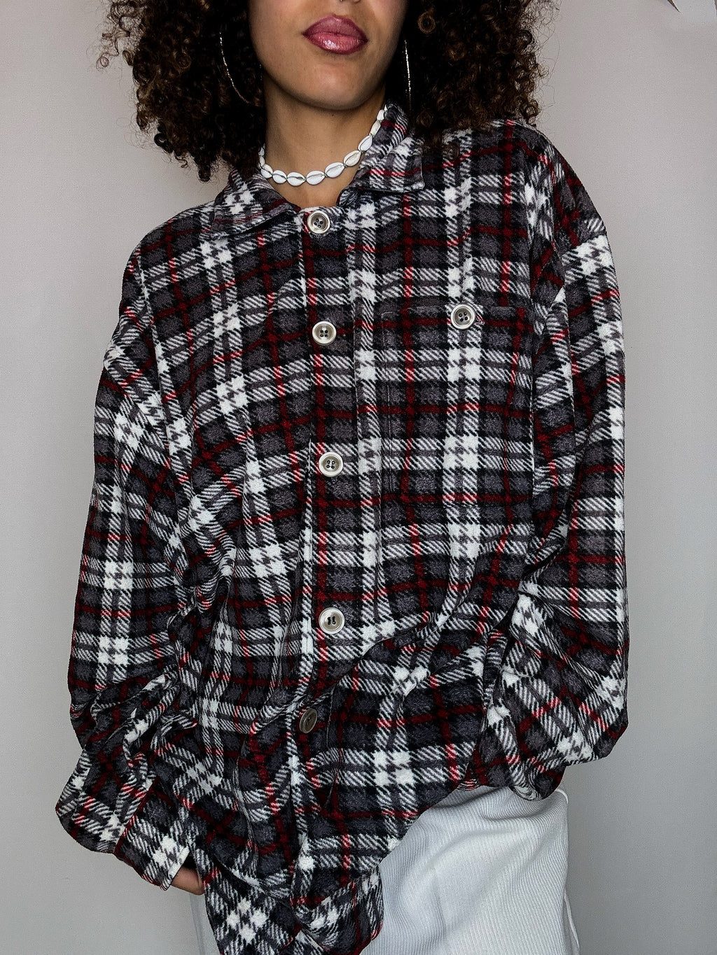 Surchemise en polaire à carreaux XXL vintage