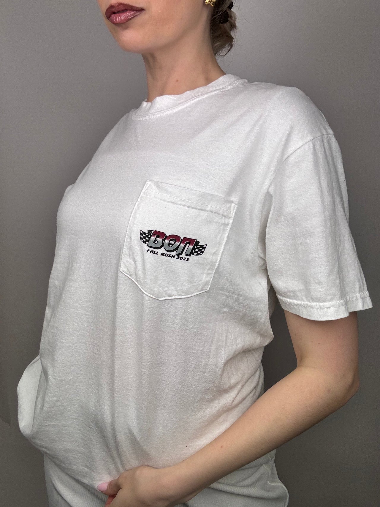 White racing t-shirt M vintage 