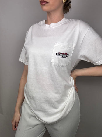 White racing t-shirt M vintage 