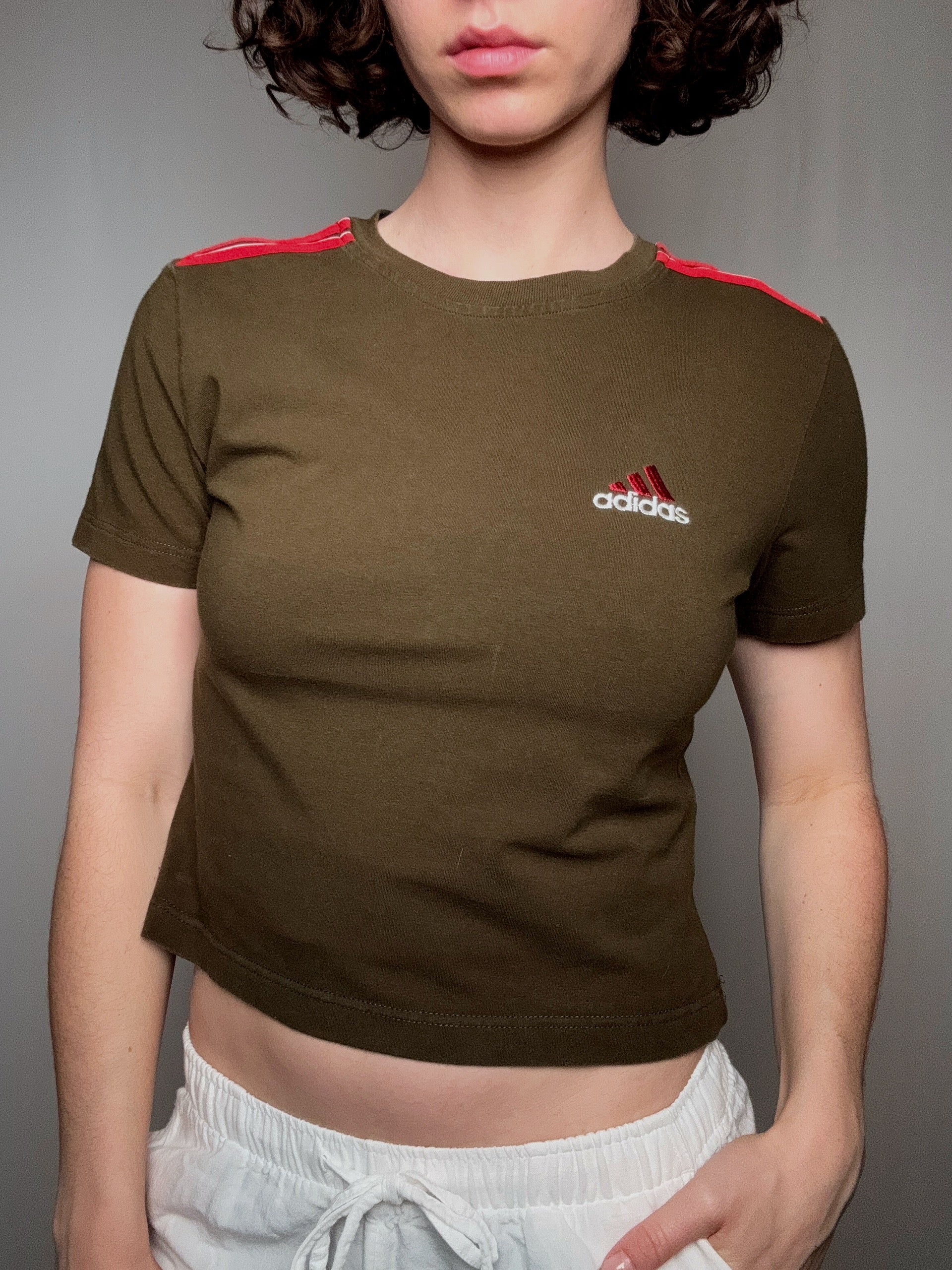 Khaki Adidas T-Shirt L Vintage