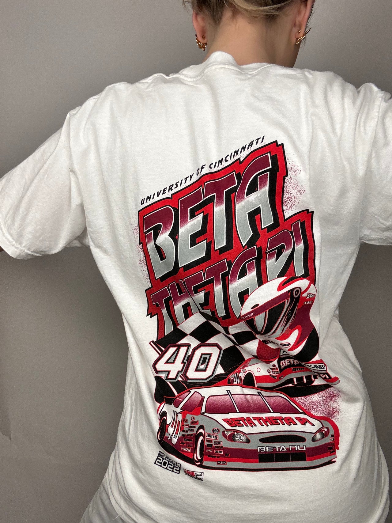 Tee shirt racing blanc M vintage