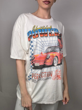 Tee shirt racing blanc L vintage