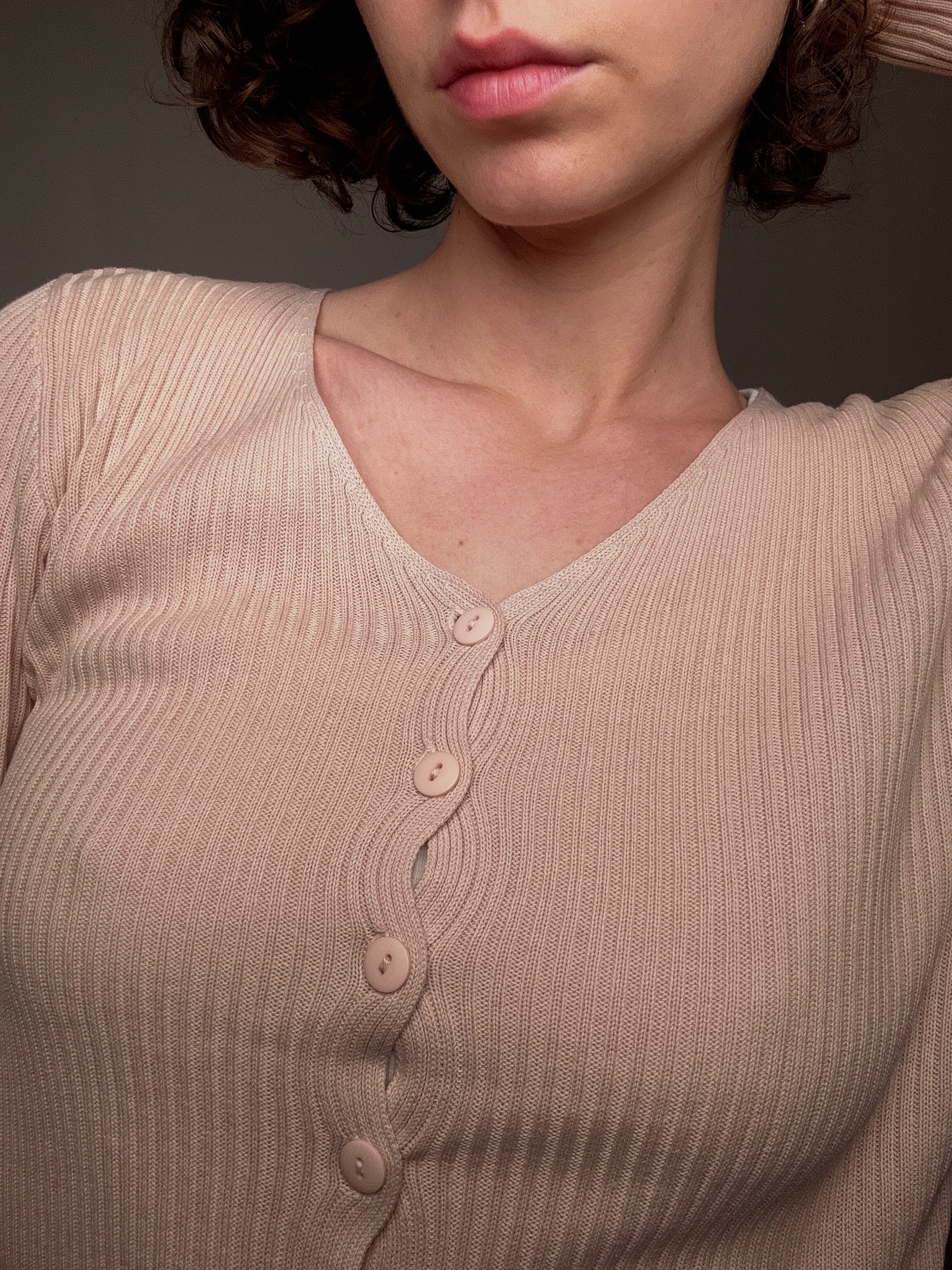 Petit cardigan rose poudré S vintage