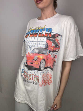 Tee shirt racing blanc L vintage