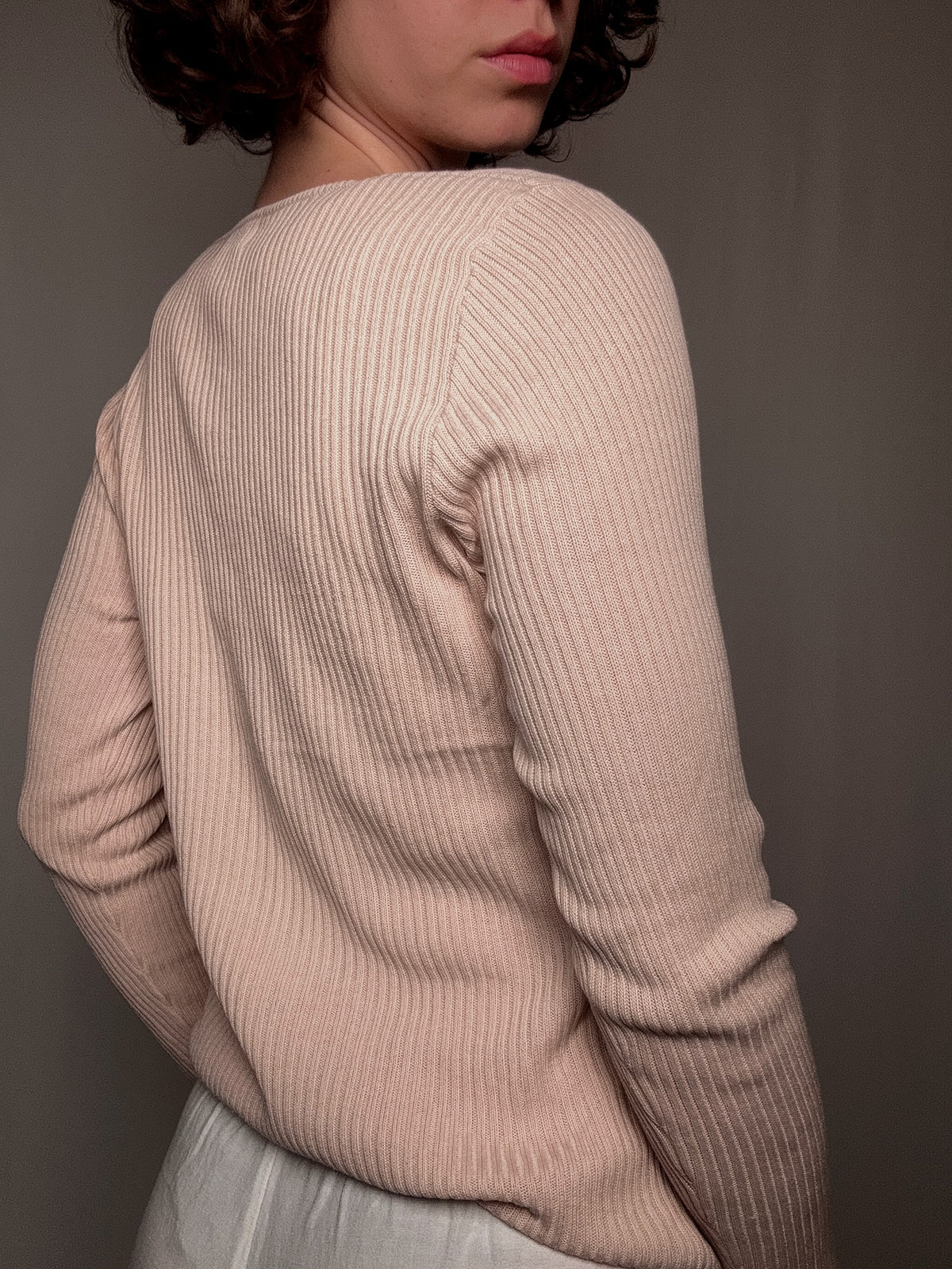 Petit cardigan rose poudré S vintage