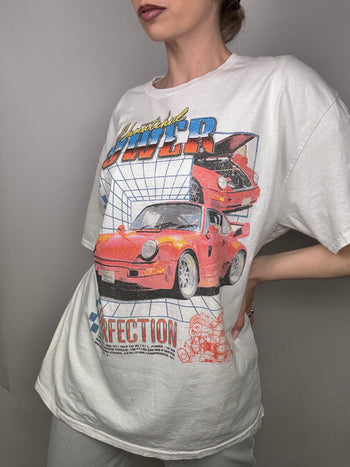 White racing t-shirt L vintage 