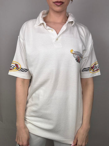 White racing polo shirt M vintage