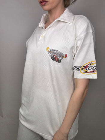 Weißes Rennpoloshirt M Vintage