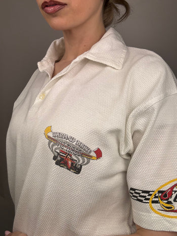 White racing polo shirt M vintage