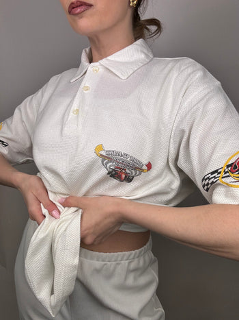 White racing polo shirt M vintage