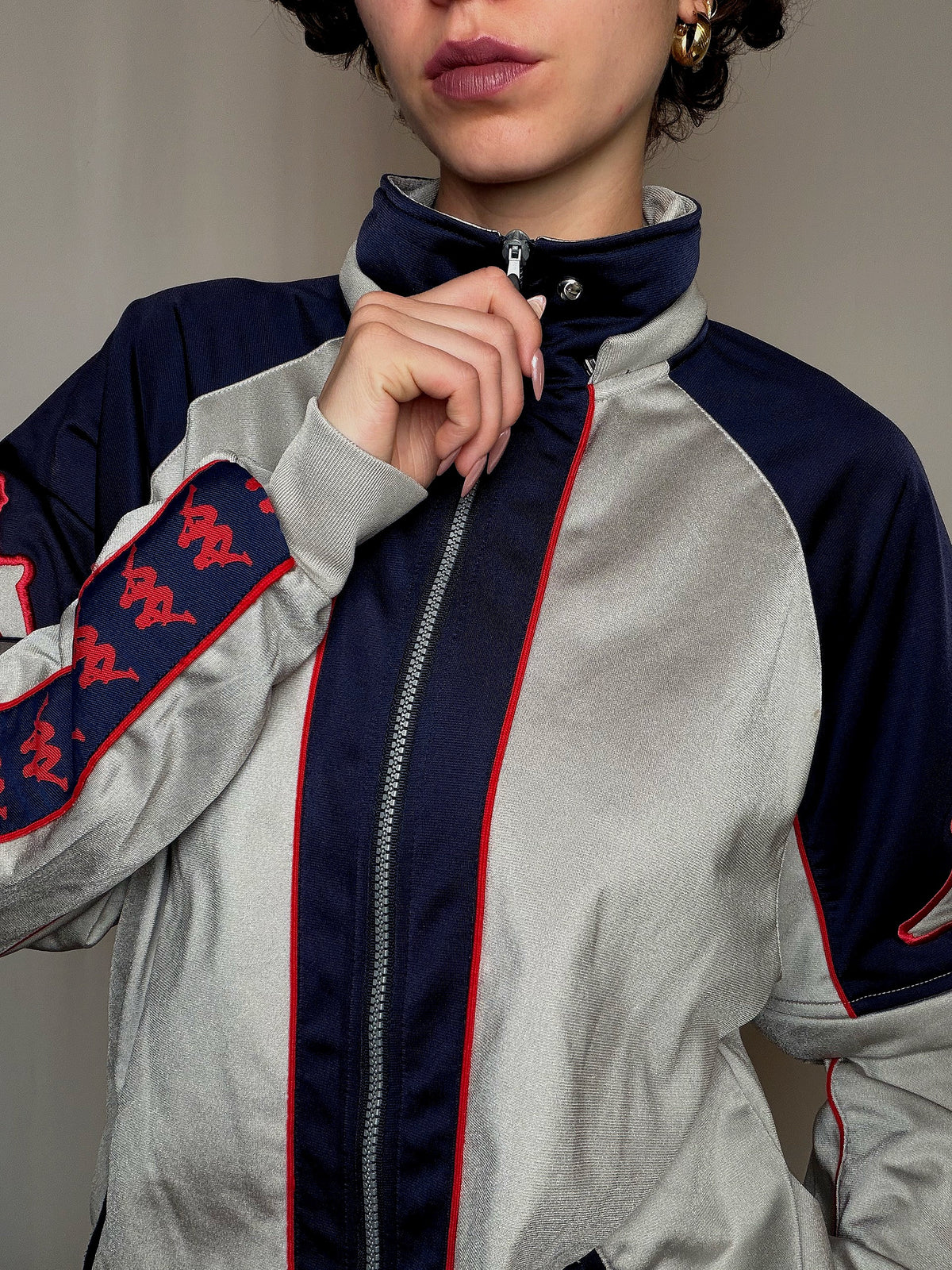 Jacket de sport grise et marine Kappa M vintage