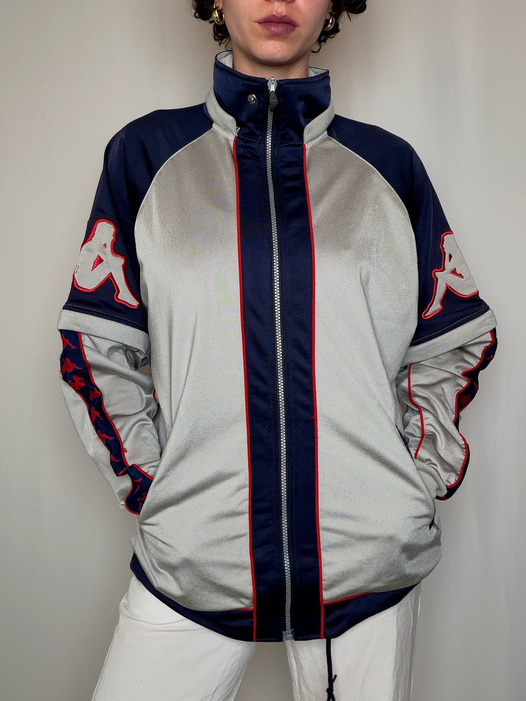 Jacket de sport grise et marine Kappa M vintage