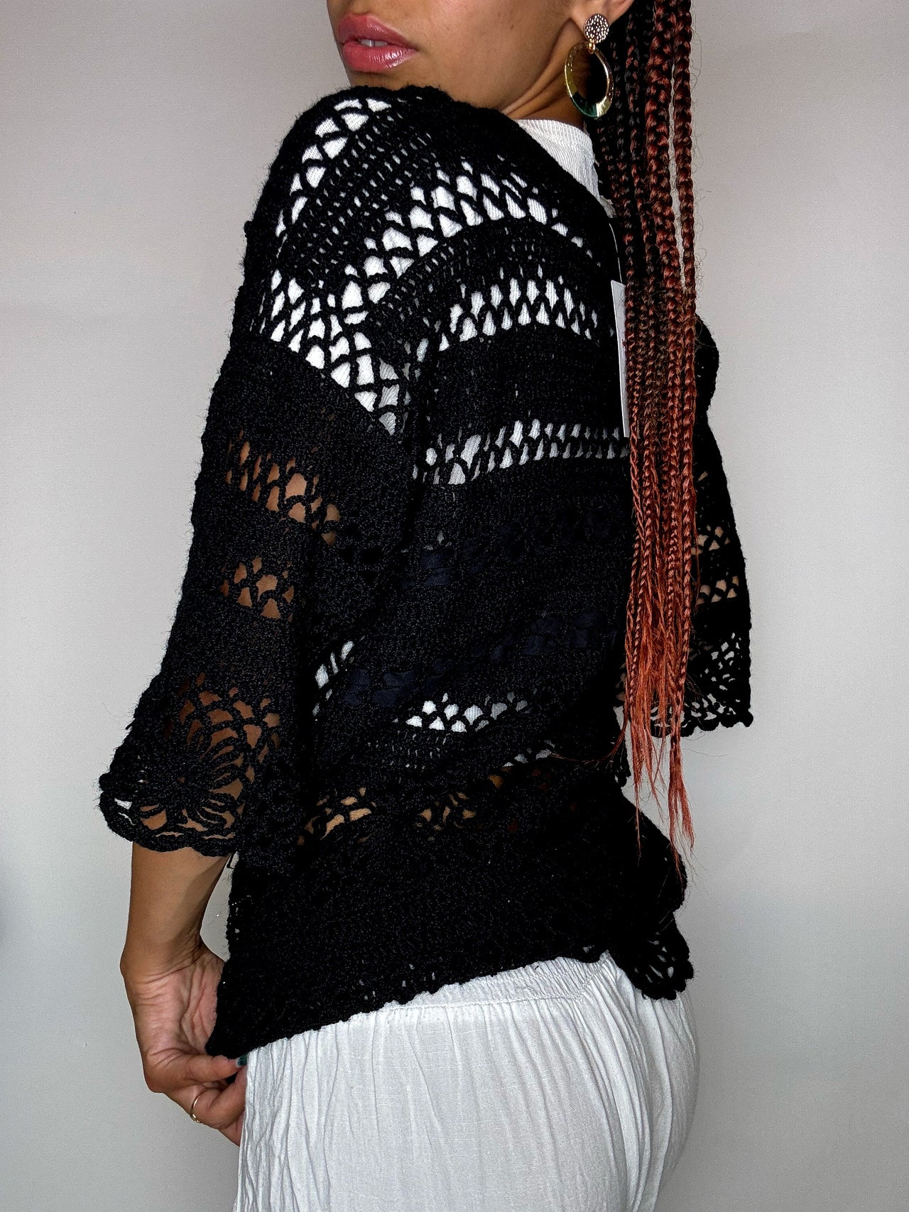 Top en crochet noir M/L vintage