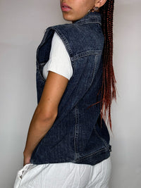 Vintage-Jeansjacke ohne Ärmel, Größe L