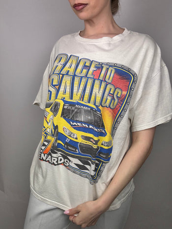 Tee shirt racing blanc L vintage