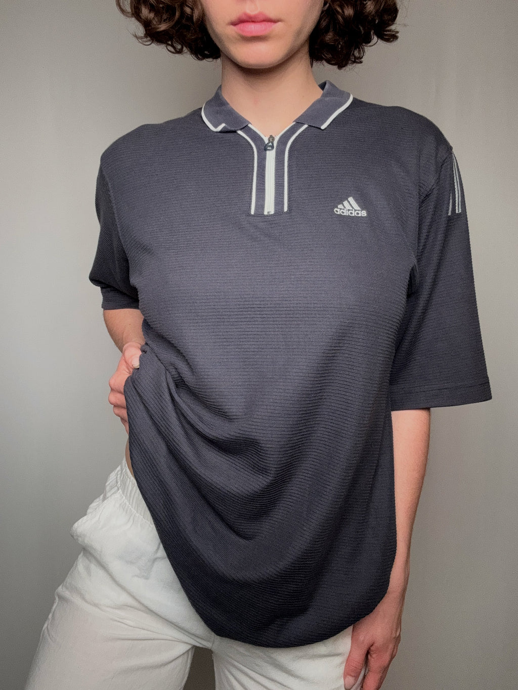 Polo gris Adidas L vintage