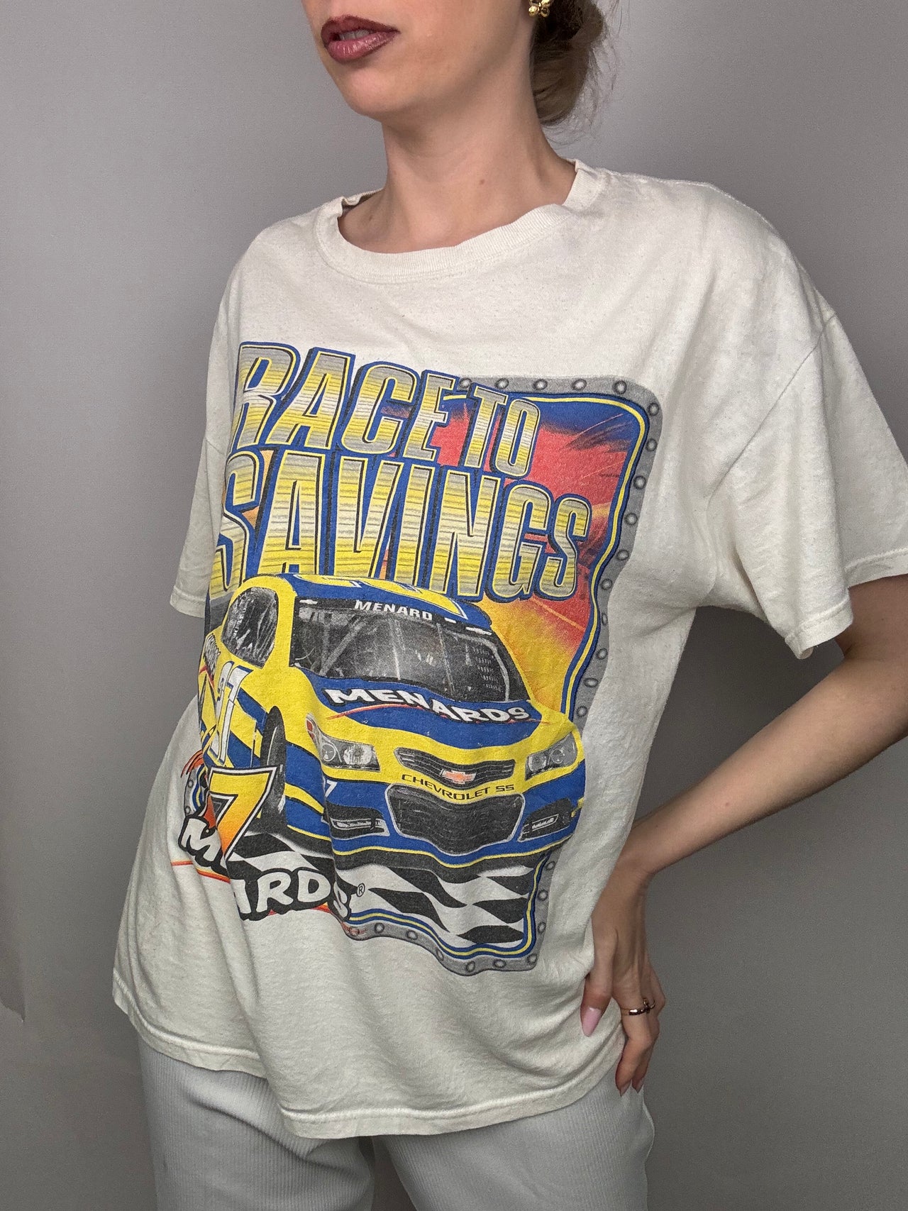 Tee shirt racing blanc L vintage