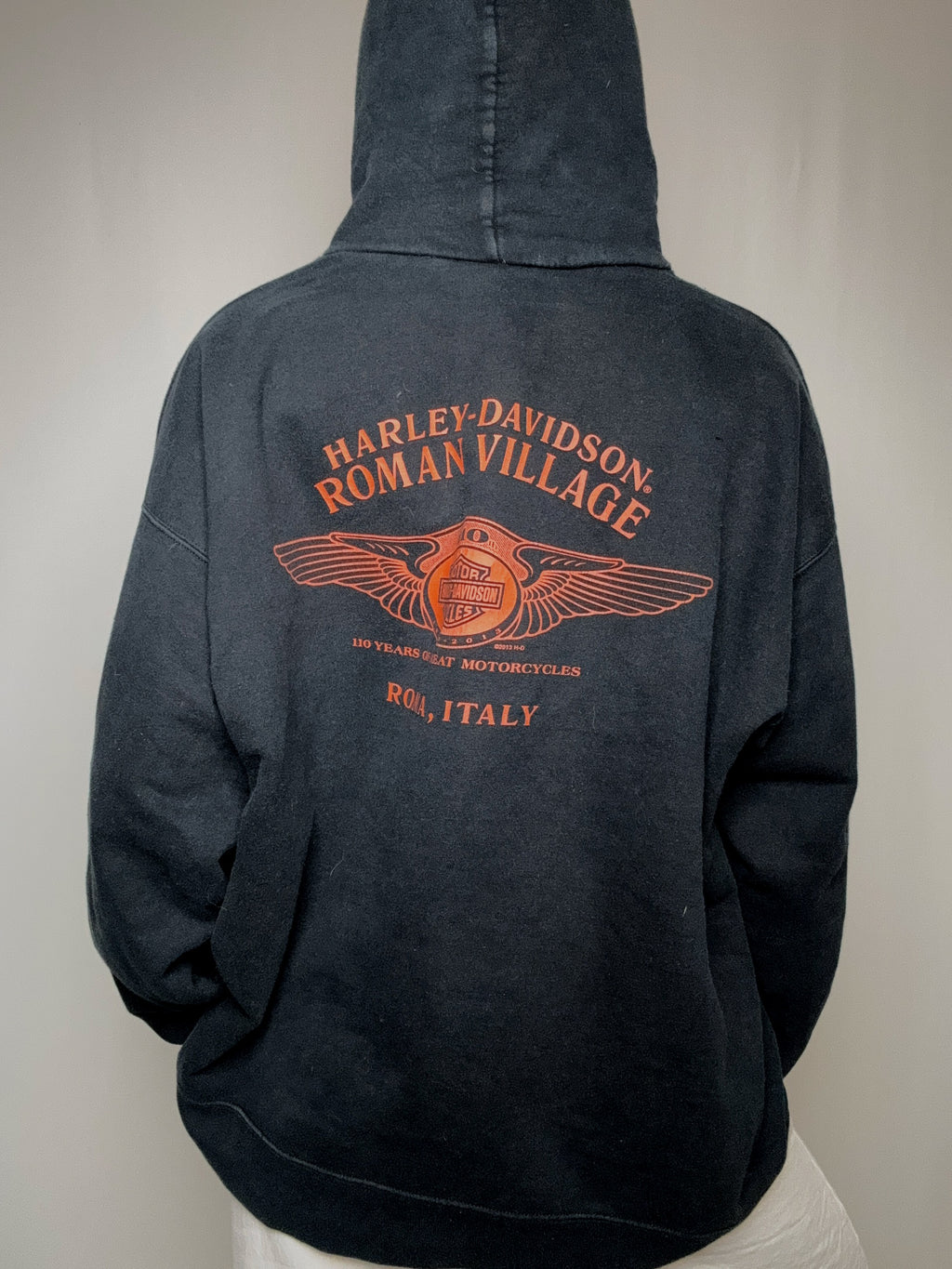 schwarzer Harley-Davidson-Kapuzenpullover Größe L Vintage