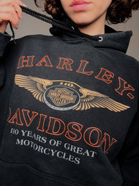 schwarzer Harley-Davidson-Kapuzenpullover Größe L Vintage