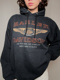schwarzer Harley-Davidson-Kapuzenpullover Größe L Vintage
