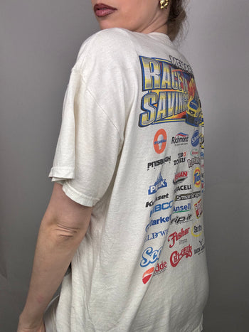 White racing t-shirt L vintage 