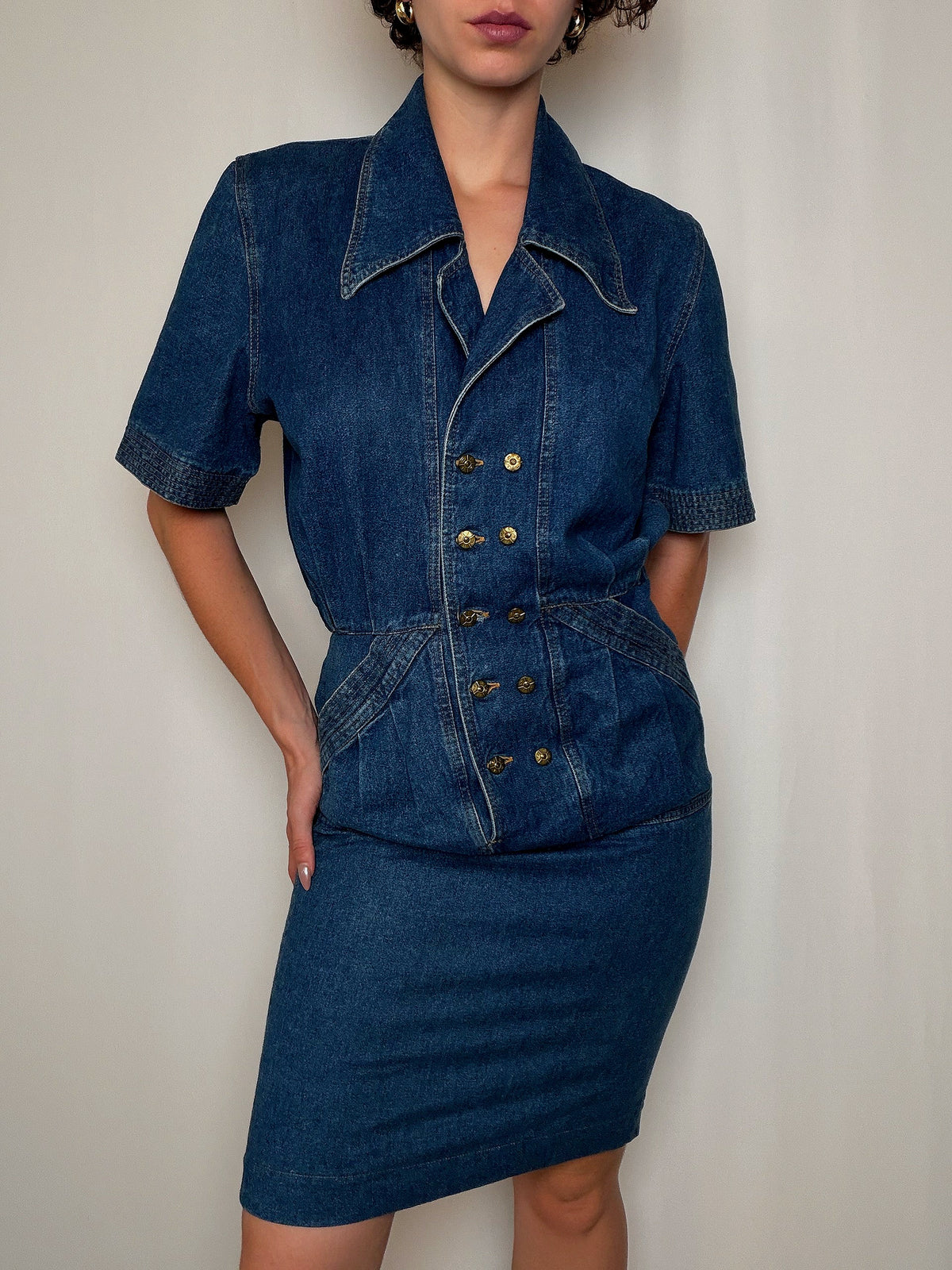 Robe en denim structurée S vintage