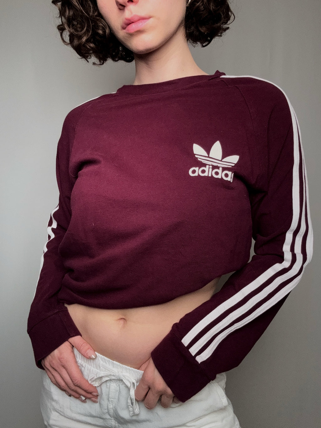 Adidas vintage long-sleeve polo shirt size M