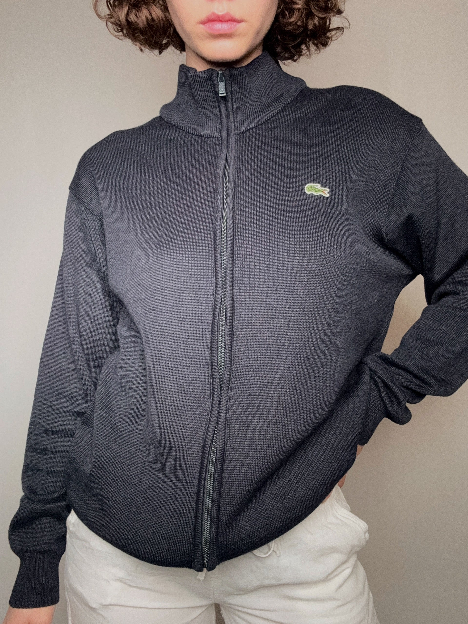 Lacoste Strickjacke mit Reißverschluss, L, Vintage