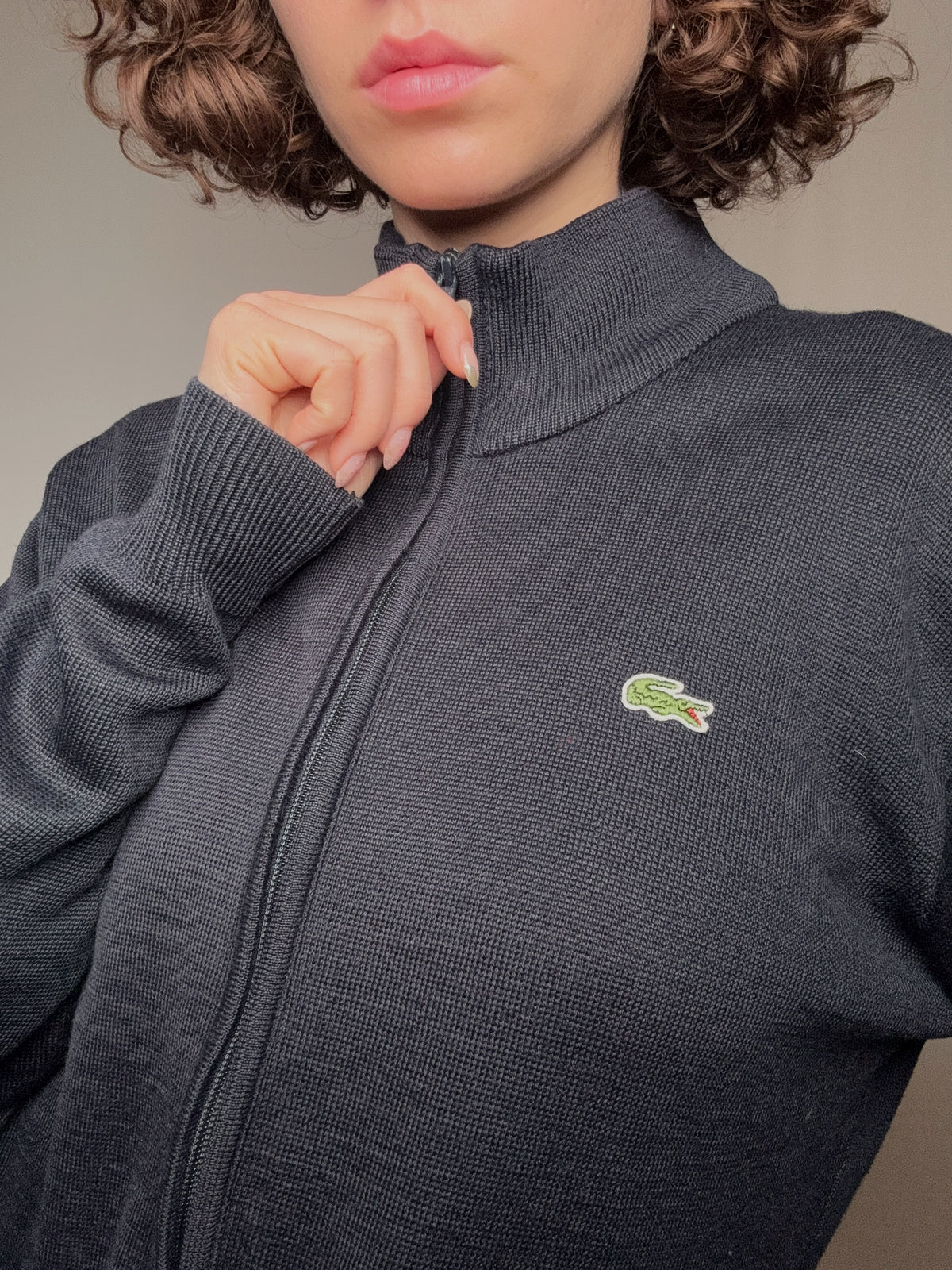 Lacoste Strickjacke mit Reißverschluss, L, Vintage