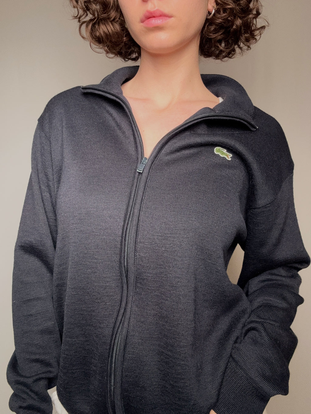 Lacoste Strickjacke mit Reißverschluss, L, Vintage