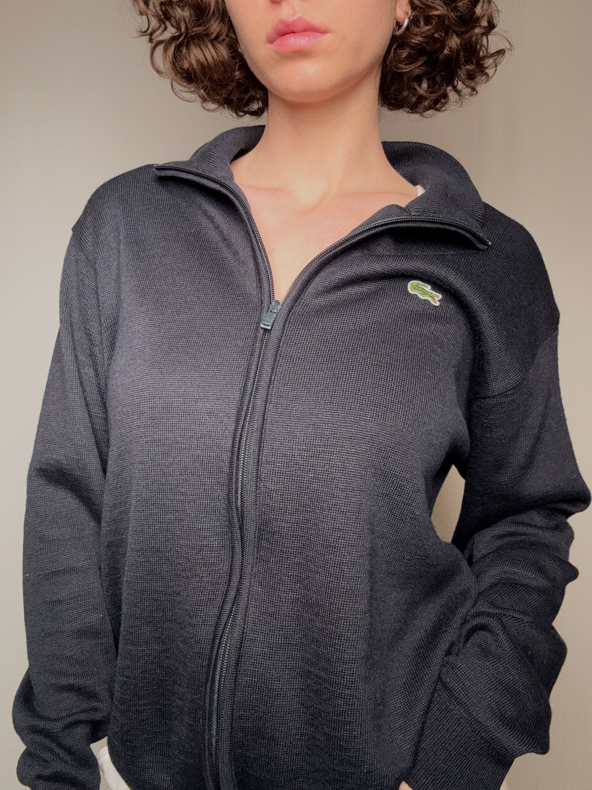 Lacoste Strickjacke mit Reißverschluss, L, Vintage