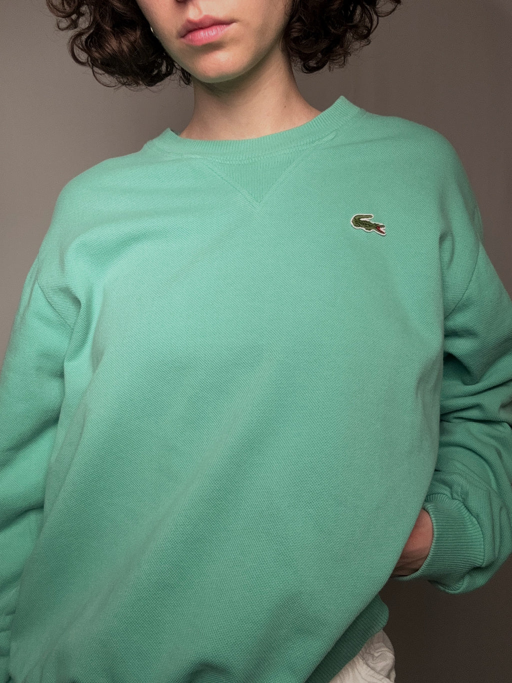 Lacoste Sweatshirt aus Piquéstrick, L, Vintage