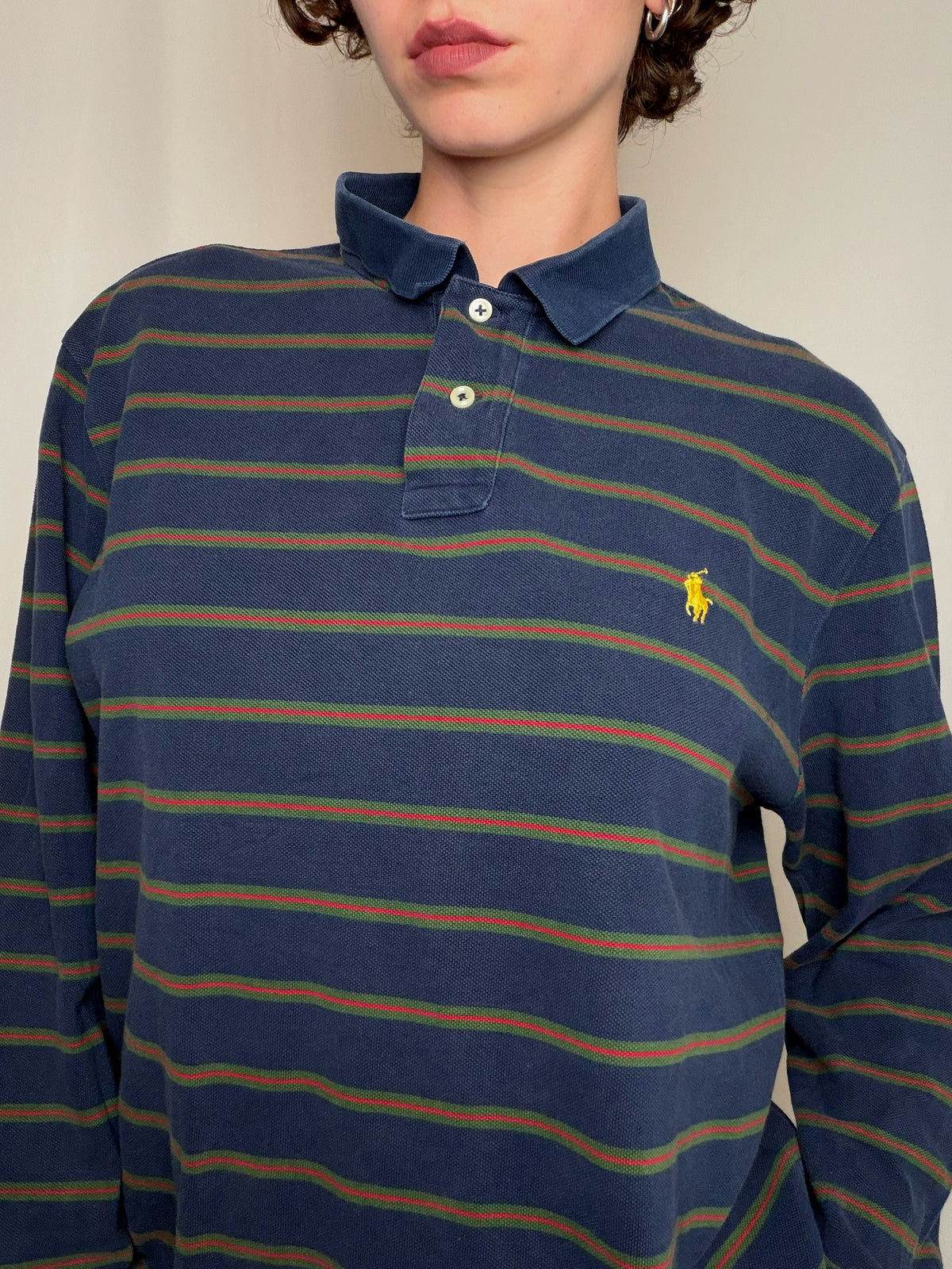 Polo rayé marine Ralph Lauren XL vintage