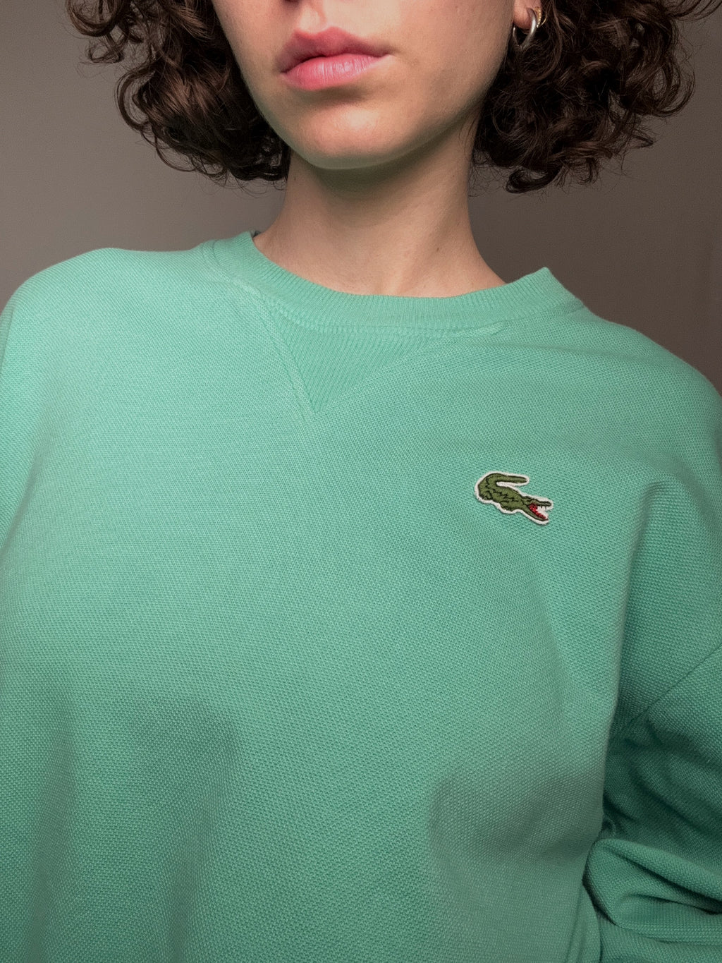 Lacoste Sweatshirt aus Piquéstrick, L, Vintage