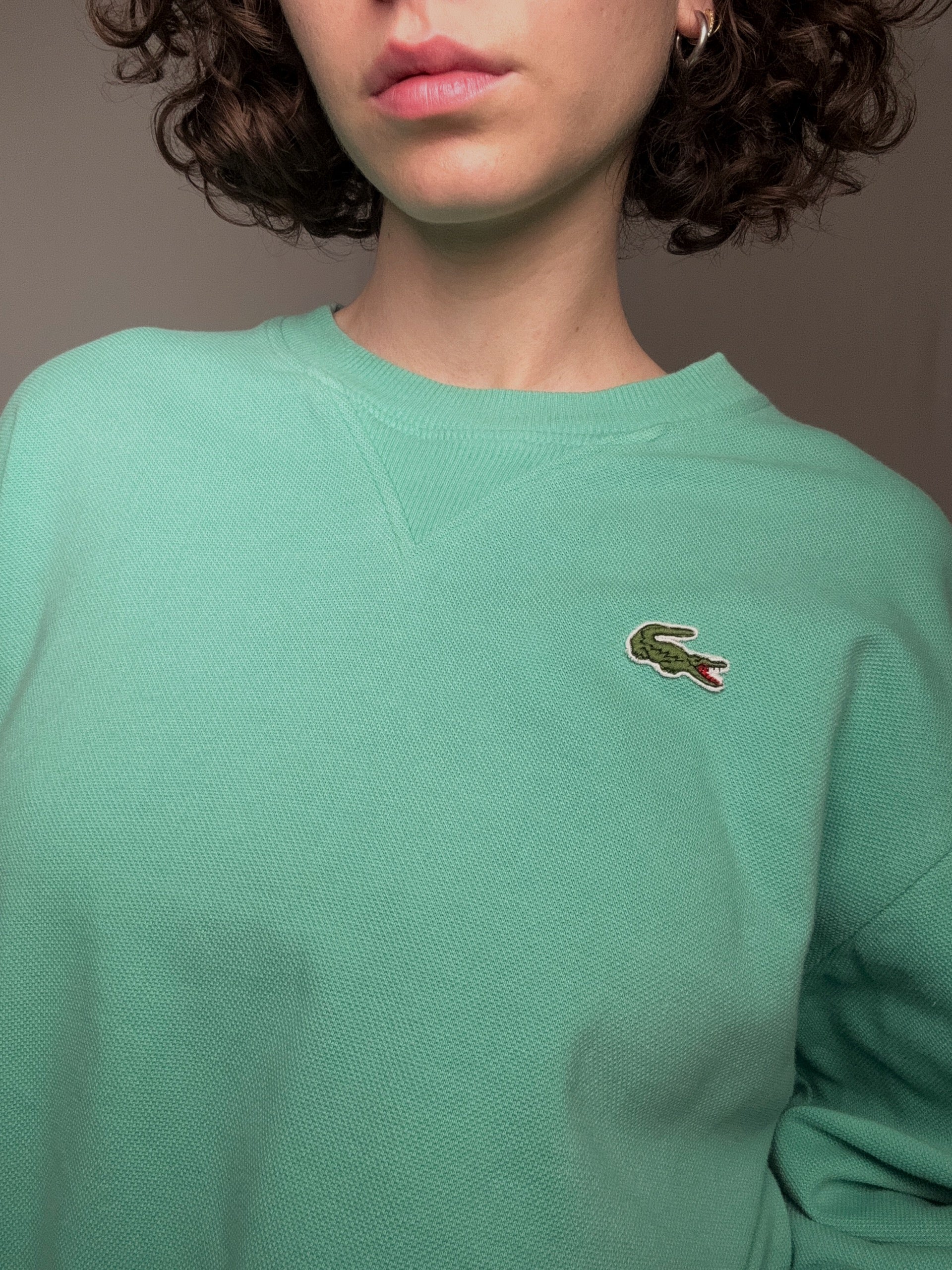Lacoste Sweatshirt aus Piquéstrick, L, Vintage