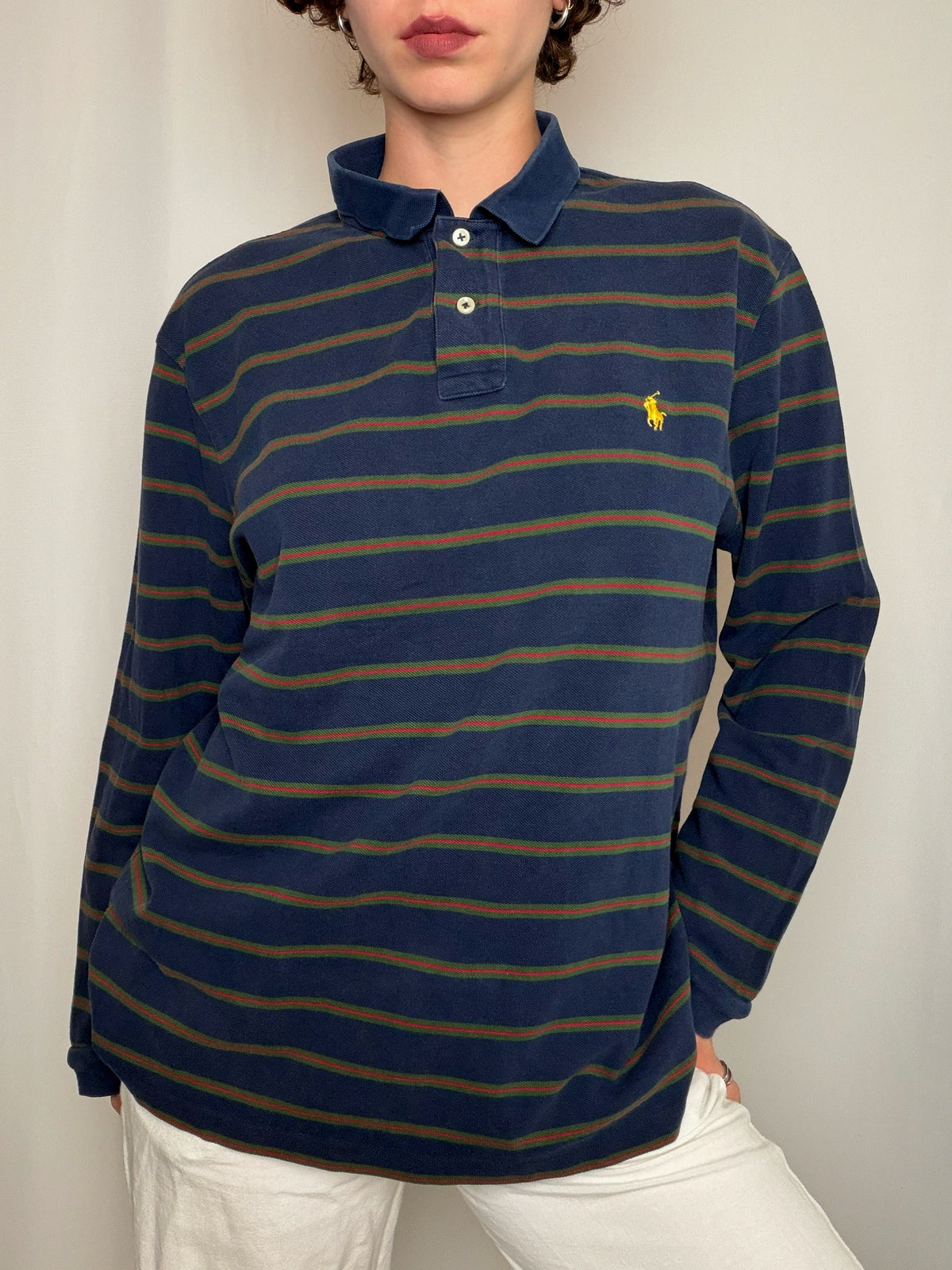 Polo rayé marine Ralph Lauren XL vintage