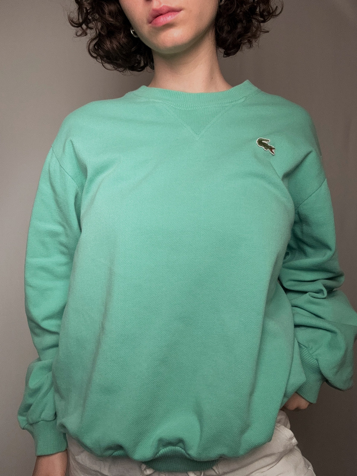 Lacoste Sweatshirt aus Piquéstrick, L, Vintage