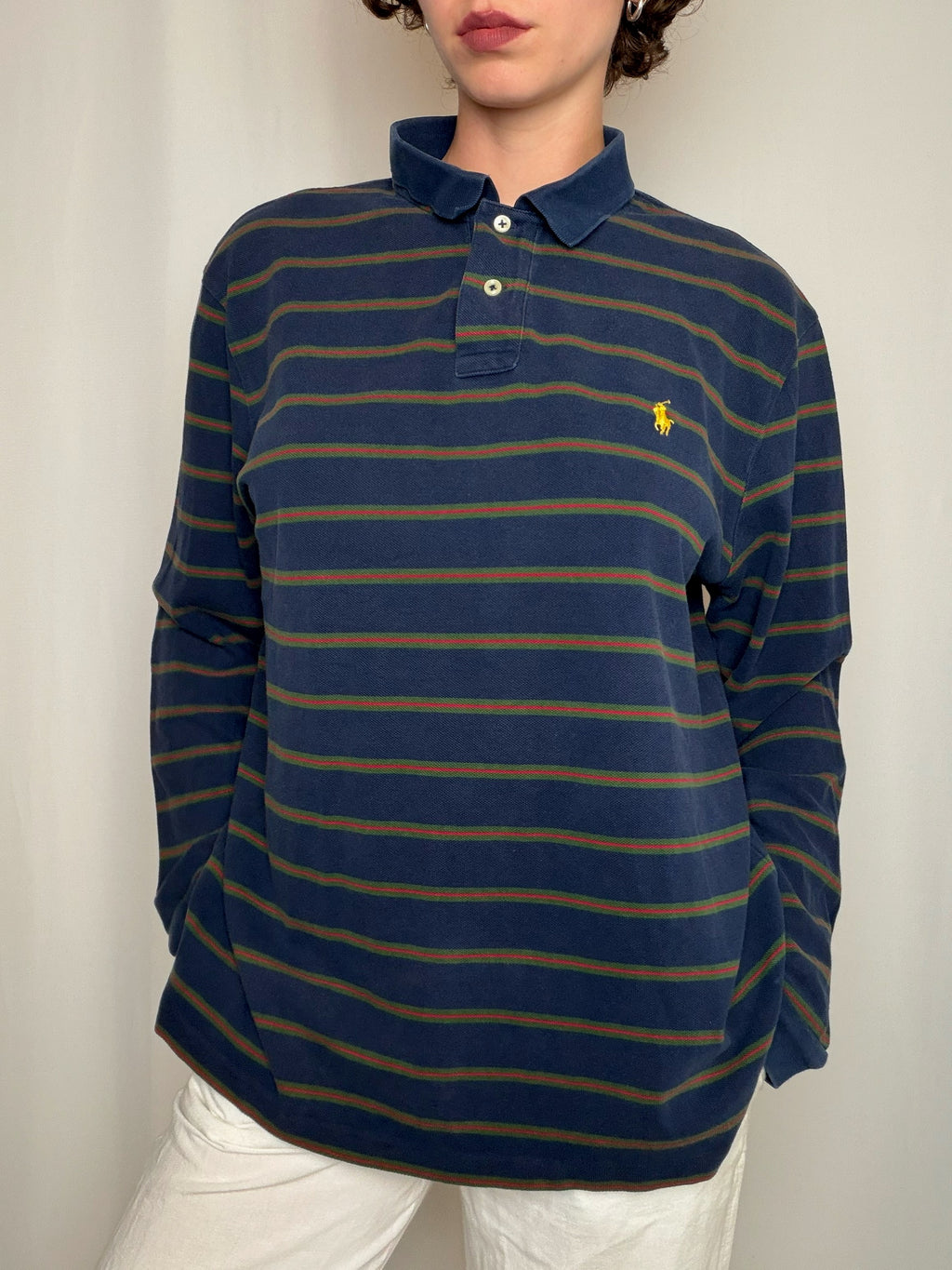 Polo rayé marine Ralph Lauren XL vintage