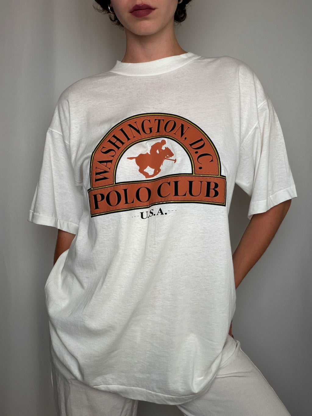 Tshirt blanc Polo club L vintage