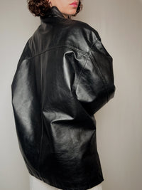 Veste en cuir droite noir L vintage