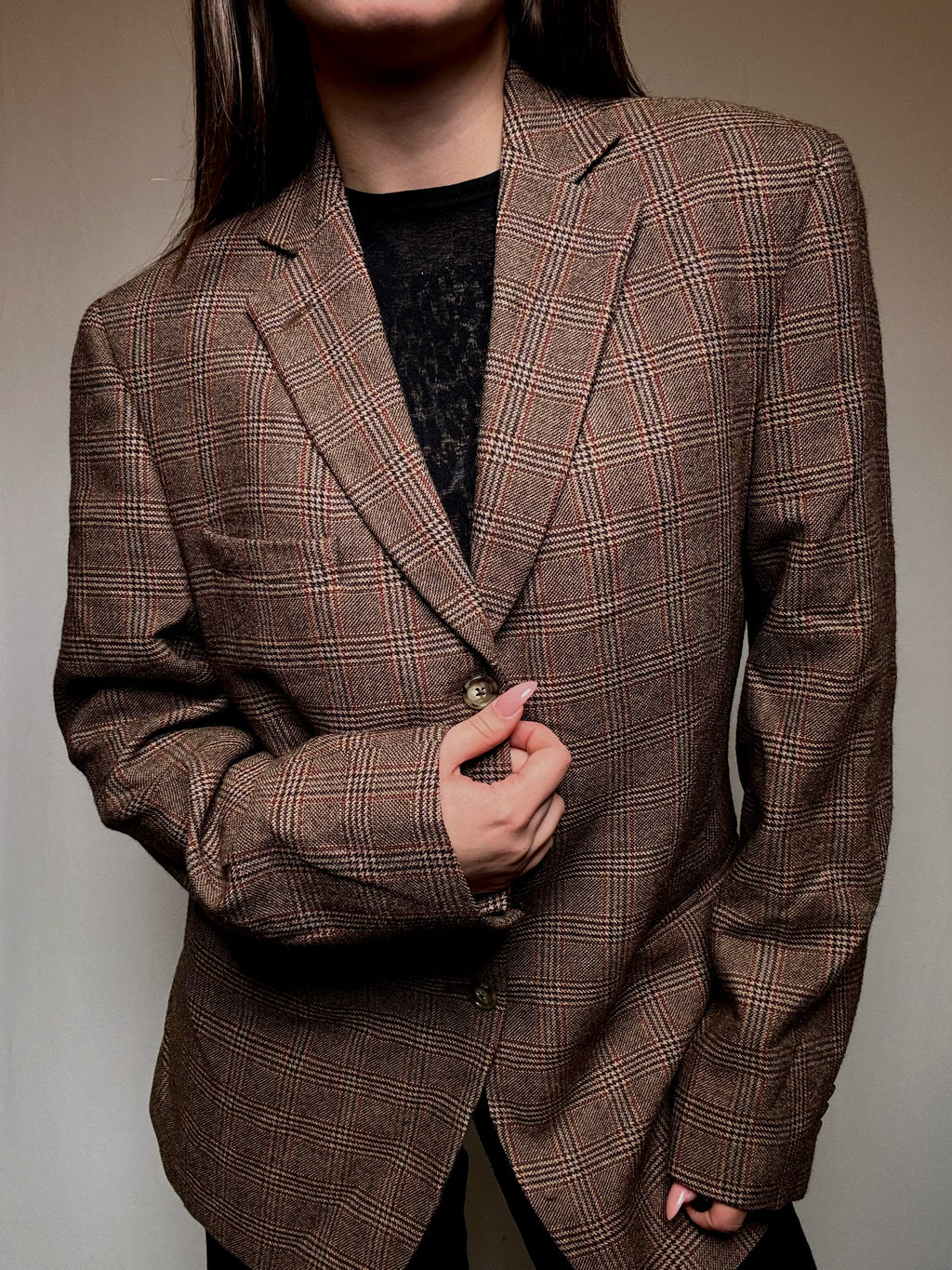 Vintage Brown Patterned Blazer L