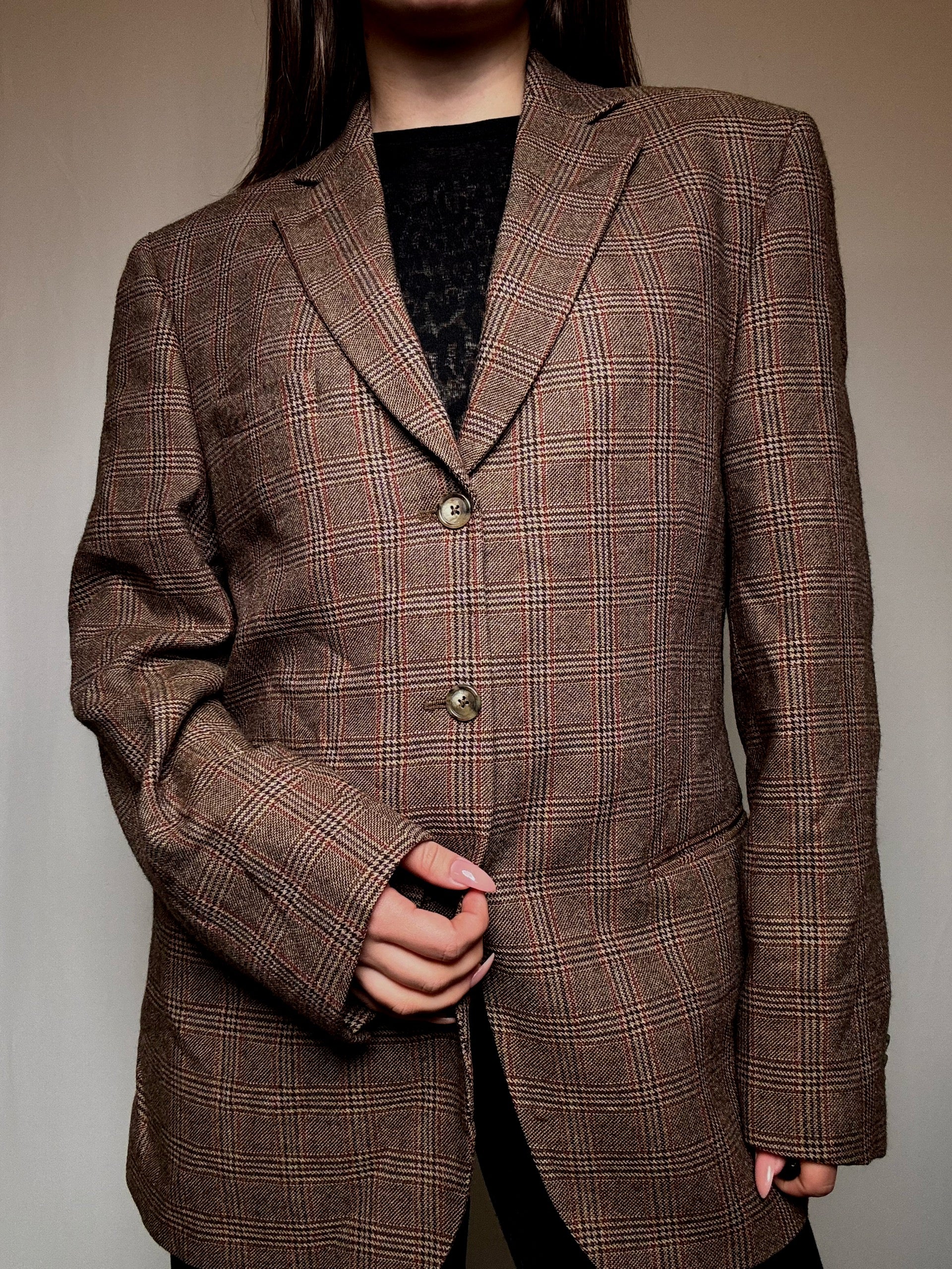 Blazer à motifs bruns L vintage