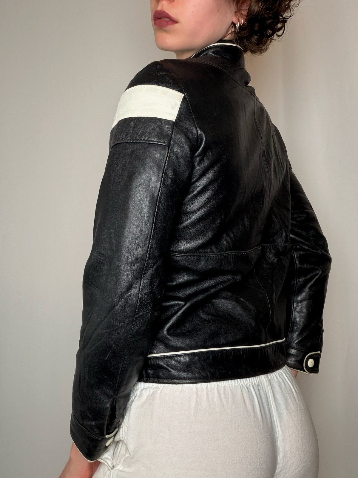 Veste en cuir cintrée S vintage