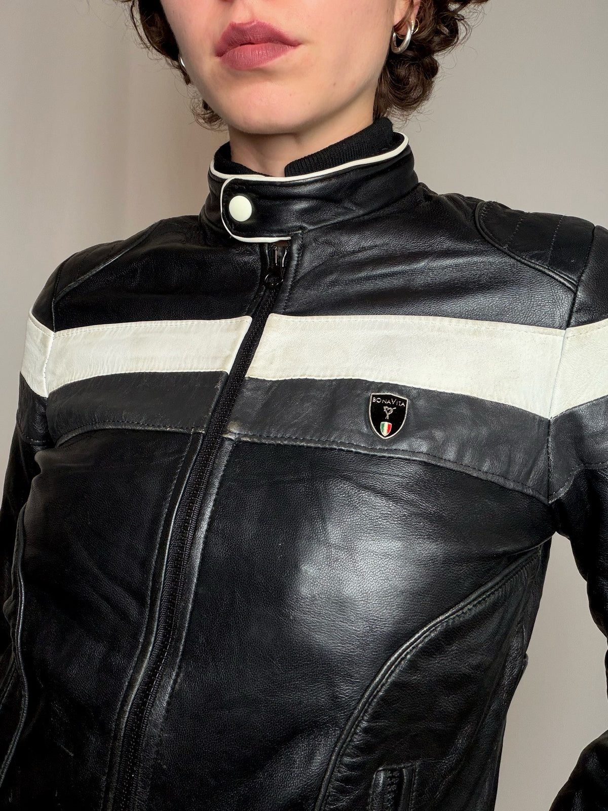 Veste en cuir cintrée S vintage