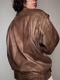 Bomber en cuir brun XL vintage